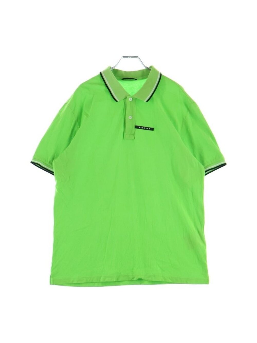 Prada Rubber Logo Short Sleeve Polo Shirt Green
